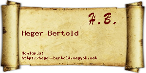 Heger Bertold névjegykártya